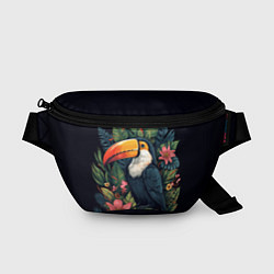Поясная сумка Тукан на фоне тропических листьев: арт нейросети, цвет: 3D-принт
