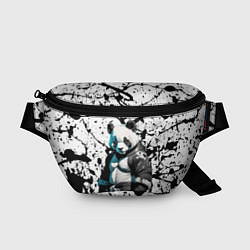 Поясная сумка Panda samurai on the background of blots, цвет: 3D-принт