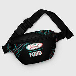Поясная сумка Значок Ford в стиле glitch на темном фоне, цвет: 3D-принт — фото 2