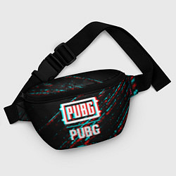 Поясная сумка PUBG в стиле glitch и баги графики на темном фоне, цвет: 3D-принт — фото 2