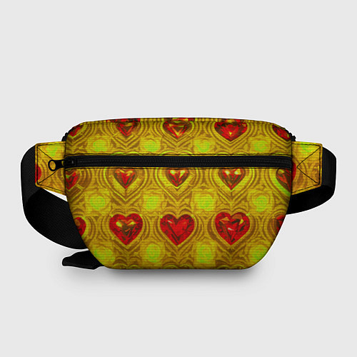 Поясная сумка Узор рубиновые сердца / 3D-принт – фото 2