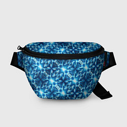 Поясная сумка Светящиеся голубые цветы, цвет: 3D-принт