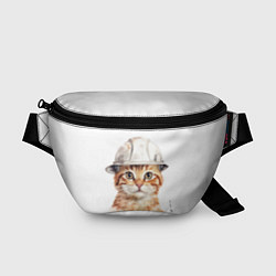 Поясная сумка Акварельный кот-строитель, цвет: 3D-принт