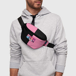 Поясная сумка Группа Black pink на черно-розовом фоне, цвет: 3D-принт — фото 2