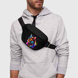 Поясная сумка Неоновый пушистик - кот, цвет: 3D-принт — фото 2