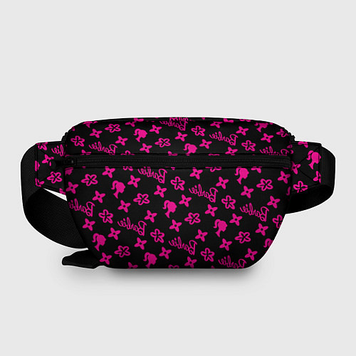 Поясная сумка Барби паттерн черно-розовый / 3D-принт – фото 2