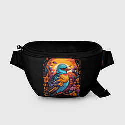 Поясная сумка Тропическая птица и листья, цвет: 3D-принт