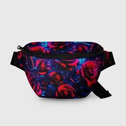 Поясная сумка Красные розы cuberpank, цвет: 3D-принт