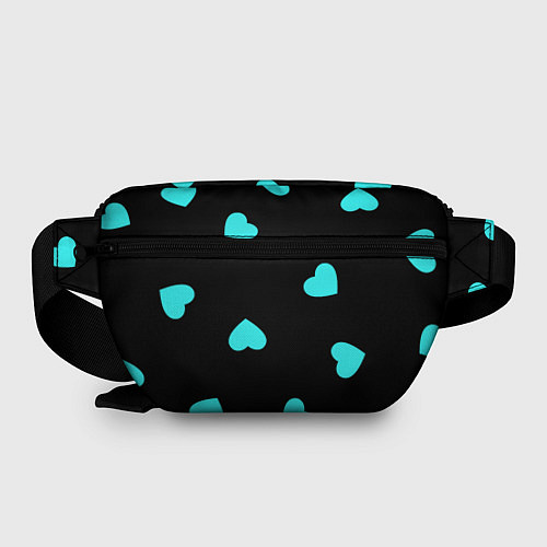 Поясная сумка С голубыми сердечками на черном / 3D-принт – фото 2