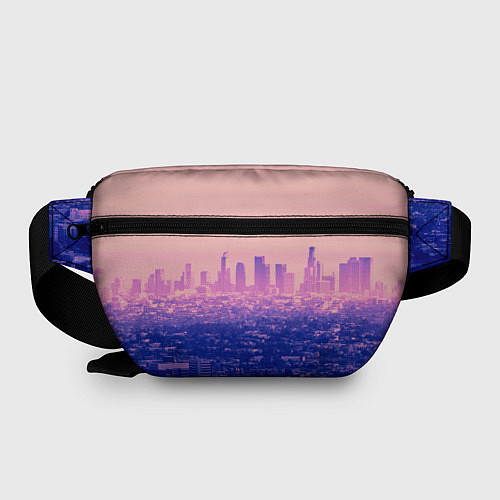 Поясная сумка Город в розовом и фиолетовом цветах / 3D-принт – фото 2