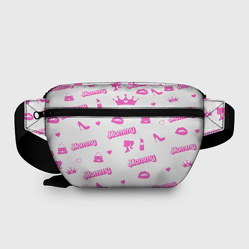 Поясная сумка Мамочка - силуэт барби: паттерн розовый на белом ф / 3D-принт – фото 2