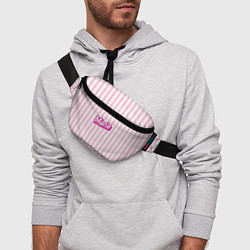 Поясная сумка Имя Мария в стиле Барби: розовая полоска, цвет: 3D-принт — фото 2