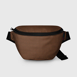 Поясная сумка Шахматка чёрно-коричневая, цвет: 3D-принт