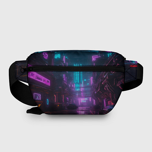 Поясная сумка Неоновый город киберпанк / 3D-принт – фото 2