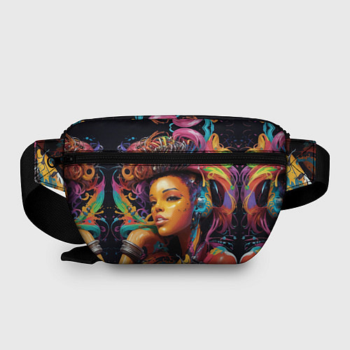 Поясная сумка Красивая киберпанк девушка и яркие краски в стиле / 3D-принт – фото 2