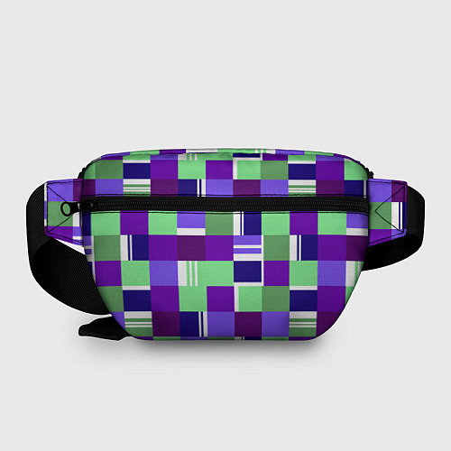 Поясная сумка Ретро квадраты баклажановые / 3D-принт – фото 2