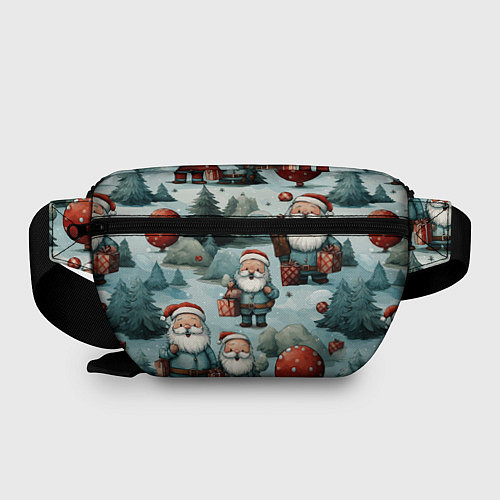 Поясная сумка Рождественский узор с Санта Клаусами / 3D-принт – фото 2