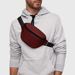 Поясная сумка Красно-чёрный полосатый, цвет: 3D-принт — фото 2