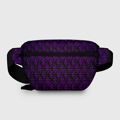Поясная сумка Фиолетовые ромбы на чёрном фоне / 3D-принт – фото 2