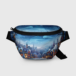 Поясная сумка Новогодний город, цвет: 3D-принт