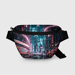 Поясная сумка Город будущего узор, цвет: 3D-принт