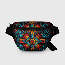 Поясная сумка Симметричный геометрический узор в этническом стил, цвет: 3D-принт