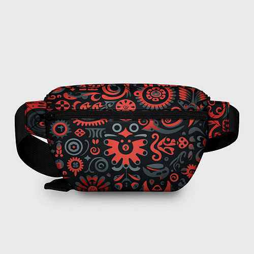 Поясная сумка Красно-черный узор в славянском стиле / 3D-принт – фото 2