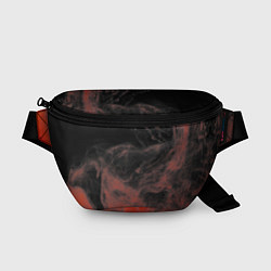 Поясная сумка Красный дым на чёрном