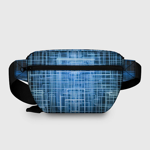 Поясная сумка Синие неоновые полосы киберпанк / 3D-принт – фото 2