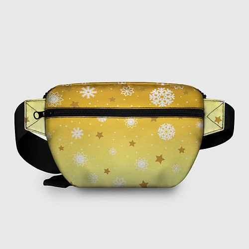 Поясная сумка Снежинки и звезды на желтом / 3D-принт – фото 2