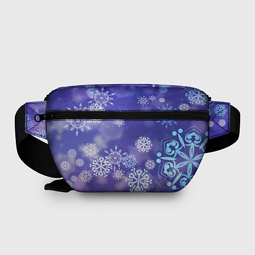 Поясная сумка Крупные снежинки на фиолетовом / 3D-принт – фото 2