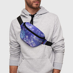 Поясная сумка Крупные снежинки на фиолетовом, цвет: 3D-принт — фото 2