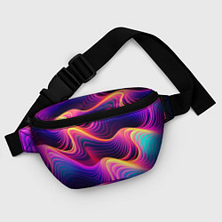 Поясная сумка Неоновый узор неоновая волна, цвет: 3D-принт — фото 2