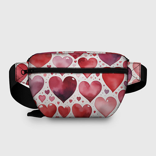 Поясная сумка Паттерн акварельные сердечки / 3D-принт – фото 2