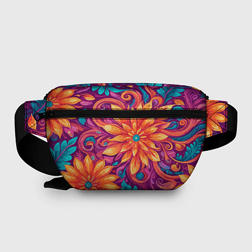 Поясная сумка Цветы и листья узор / 3D-принт – фото 2