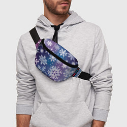 Поясная сумка Снежинки на фиолетово-синем фоне, цвет: 3D-принт — фото 2