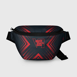 Поясная сумка Красный символ GTA6 на темном фоне со стрелками, цвет: 3D-принт