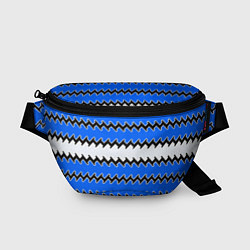 Поясная сумка Синие и белые полосы, цвет: 3D-принт