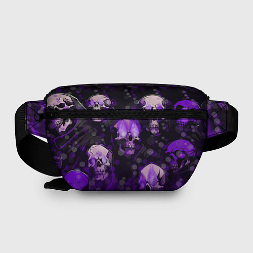 Поясная сумка Фиолетовые черепа на зелёном фоне / 3D-принт – фото 2