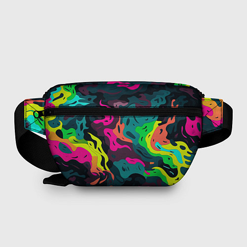 Поясная сумка Яркие кислотные разноцветные пятна в виде камуфляж / 3D-принт – фото 2