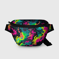 Поясная сумка Яркие кислотные разноцветные пятна в виде камуфляж, цвет: 3D-принт