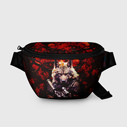 Поясная сумка Волк солдат в красном лесу, цвет: 3D-принт