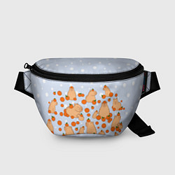 Поясная сумка Мем капибара и мандарины, цвет: 3D-принт