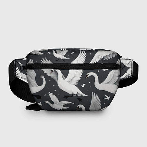 Поясная сумка Стая белых лебедей летящих в небе / 3D-принт – фото 2