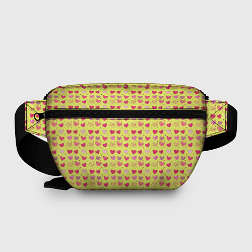 Поясная сумка Сердечки на желтом - паттерн / 3D-принт – фото 2