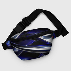 Поясная сумка Синие и серебреные абстрактные полосы, цвет: 3D-принт — фото 2