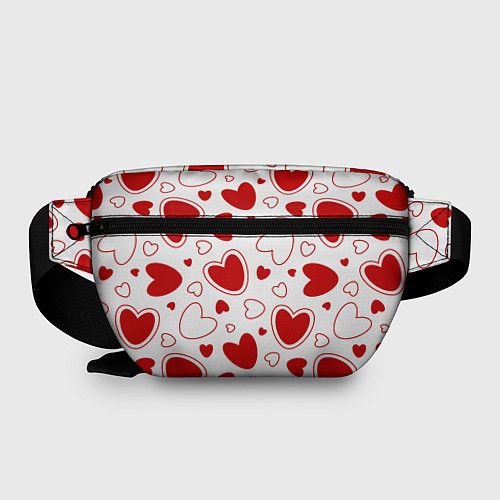 Поясная сумка Паттерн красные сердечки на белом фоне / 3D-принт – фото 2