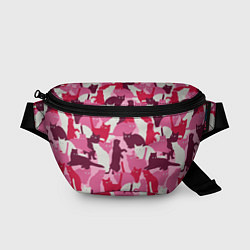 Поясная сумка Розовый кошачий камуфляж, цвет: 3D-принт