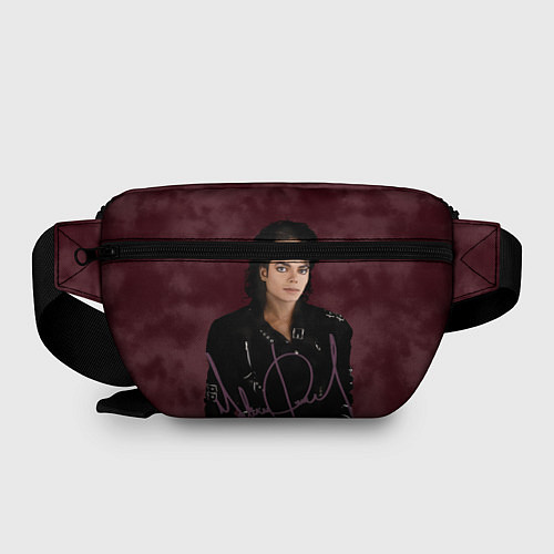 Поясная сумка Michael Jackson на бордовом фоне / 3D-принт – фото 2