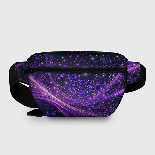 Поясная сумка Фиолетовые сверкающие абстрактные волны / 3D-принт – фото 2
